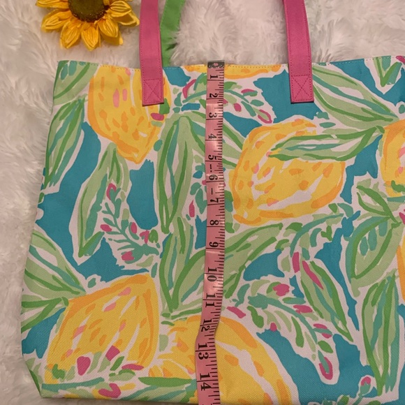 LILLY PULITZER for Estee Lauder Tropical lemon print canvas tote bag VVGUC+++ - Picture 5 of 9